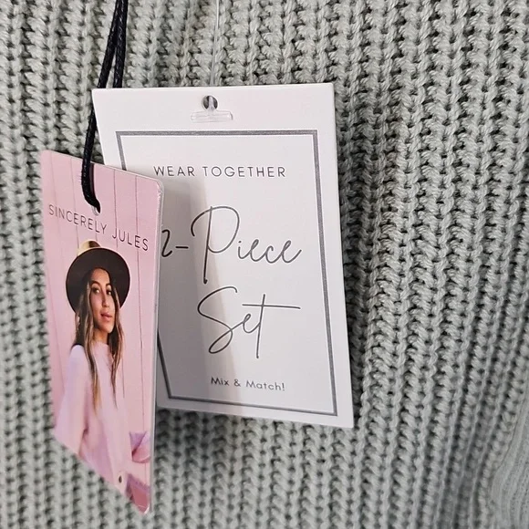 Sincerely Jules Sage Knit Set Wide Leg Pant wCargo Pockets Ribbed Sleeveless Top - Picture 11 of 12